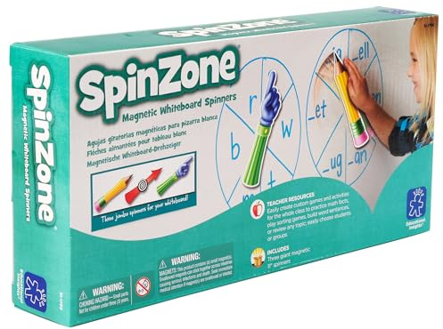 Learning Resources SpinZone Drehzeiger für die Tafel, Alter 4+, Magnetische Zeiger in Buntstift-, Pfeil- und Fingerform, Set mit 3 Stück, Fächerübergreifendes Unterrichtsmaterial