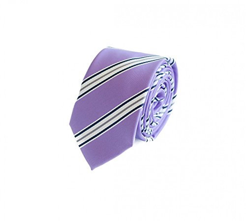 Fabio Farini - Elegante Herren Krawatten gestreift 6cm/8cm Breite - Männer Schlips als Geschenk oder Anlässe flieder weiß schwarz grau 8cm