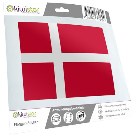 Kiwistar - Autoaufkleber Sticker Fahne Flagge Aufkleber 10cm Dänemark Flagge Länder Wappen Fahne Sticker Kennzeichen - Auto - Fahrrad - LKW