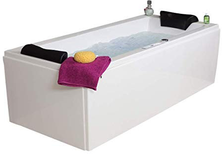 Whirlpool Badewanne Relax Profi MADE IN GERMANY 180/190 / 200 x 80/90 cm mit 24 Massage Düsen + LED + Heizung + Ozon Desinfektion + Balboa + OHNE Armaturen Eckwanne rechts oder links Eckbadewanne