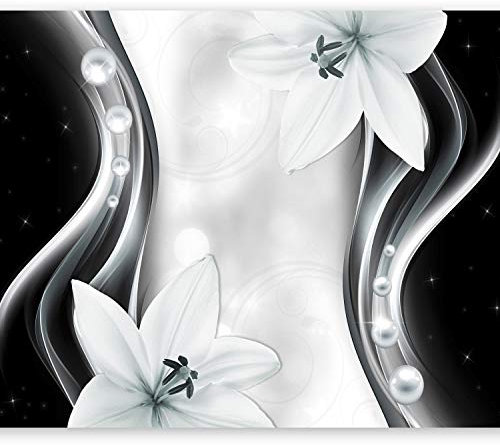 Fototapete murando Blumen Lilien 350x256 cm Vlies Tapeten Wandtapete XXL Moderne Wanddeko Design Wand Dekoration Wohnzimmer Schlafzimmer Büro Flur schwarz weiß grau Ornament Abstrakt b-A-0246-a-c