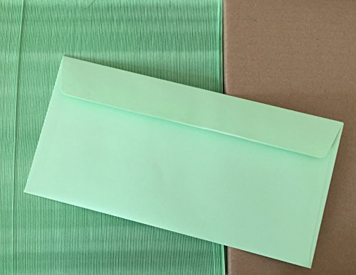 250 Umschläge, Hellgrün, Mintgrün, DIN lang = 220 x 110 mm, Abziehstreifen, Caribic von IGEPA