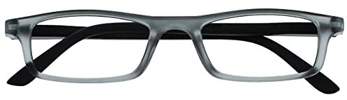 OPULIZE Die Lesebrille Unternehmen Matt Grau Schwarz Leicht Leser Designer Stil Herren Damen Federscharniere R17-7 +1,50