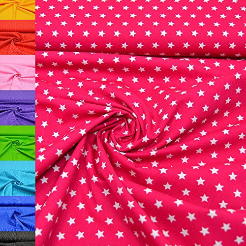 MAGAM-Stoffe Amelie Sterne Baumwollstoff Oeko-Tex Meterware 50cm (03. Pink)