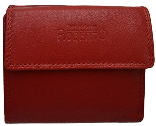 flevado Weiches Nappa 100% Leder Geldbörse Wiener Schachtel Brieftasche Geldbeutel (rot)