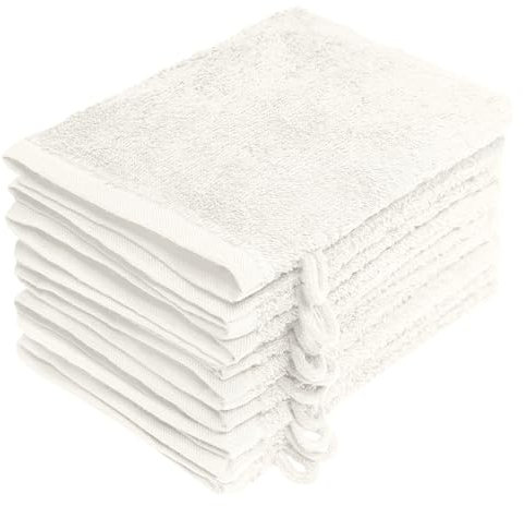 NatureMark 10x Waschhandschuhe aus Frottee 100% Baumwolle – Weich und Robust, Ideal für die tägliche Pflege und Gäste – Natur/Creme, 15x21 cm