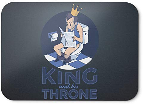BLAK TEE Funny King and His Trone Toilet Illustration Mouse Pad 18 x 22 cm in 3 Colours Black