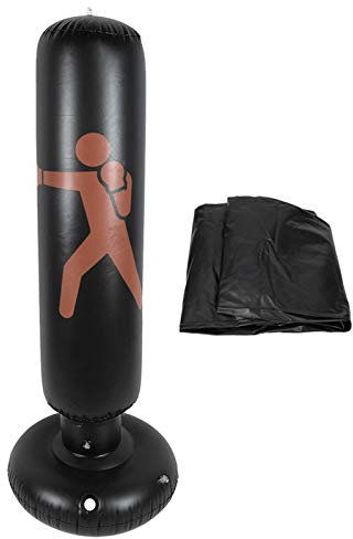 Sac de Boxe Gonflable Vbestlife, 160cm Hauteur PVC Fitness Hit Sac de Sable Adultes Enfants Colonne Gonflable Tumbler Punching Bag