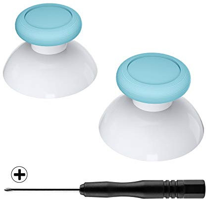 eXtremeRate Joystick pour Manette Switch Pro, Stick Analogique 3D Bicolore de Remplacement pour Nintendo Switch Pro Manette, Thumbstick 3D Customisé pour NSP Manette Bleu Céleste & Blanc