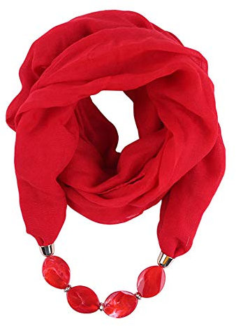 Asudaro Damen Tücher Halskette Modeschmuck Anhänger Schals Sonnenschutz Jahrgang böhmischen Stil Kette Quasten Schal Halskette Halstücher Bekleidung Elegante Schal Wrap Pashminas 180 x 48CM rot