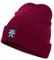 Rough Beanie - Beanie Mütze, Strickmütze mit Echt-Leder/Stick Veredelung, Viele Farben zur Auswahl (Manufaktur13/M13) (Burgundy)