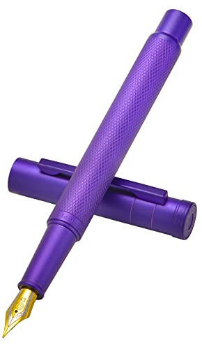 Purple Forest Fountain Pen Bent Nib Calligraphy Fude Pen, Classic Design with Converter and Metal Gift Box Set by Hongdian