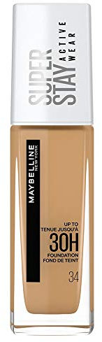 Maybelline New-York - Fond de Teint Liquide Longue Tenue, Sans Transfert, Haute Couvrance - Superstay Active Wear 30h - Teinte : Soft Bronze (34) - Contenance : 30 ml