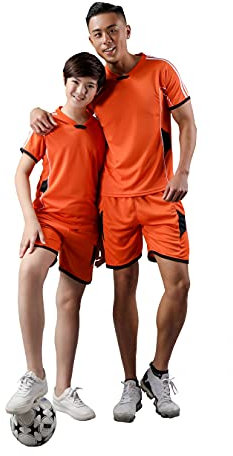 Coralup Kids Sports Shorts Sets Football&Basketball Uniform Jerseys Tracksuit Training Suits Summer Beach Short Sleeve Set Orange 4-5Years