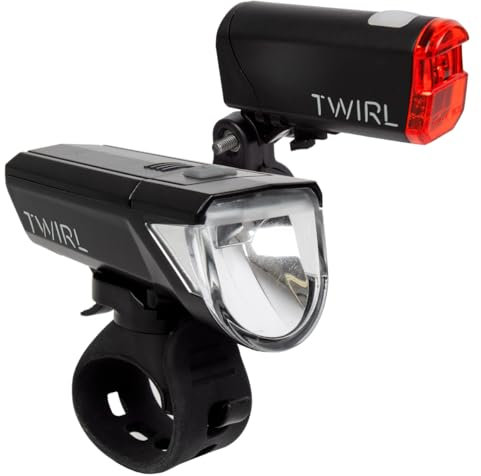 Fahrradlicht Set, mit Batterieanzeige, leicht, Fahrradlampe, Fahrradlicht, EOS 30 LED von TWIRL, Schwarz