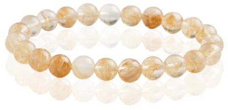 AURSTORE Bracelet Pierre Naturelle 8mm, Bracelet perle, Pierre Précieuse pour homme et femme (Citrine 13)