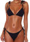 CheChury Femmes Maillot De Bain Deux pièces Ficelle de Cravate Halter Bikini Rembourré Réglable Triangle Bikini Classique Push-Up Brésilien,Noir,L