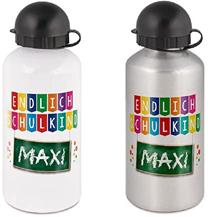 Schilderfeuerwehr Trinkflasche aus Aluminium mit Foto und Namen selbst gestalten und personalisieren Thermoskanne Isolierflasche Trinkflasche für Kinder Jungen Mädchen Kids Edelstahl (silber)
