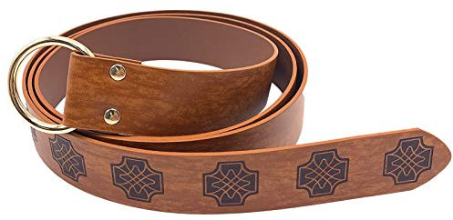 Mayting Mittelalter geprägter Kunstledergürtel PU Leder O Ring Gürtel Wikinger Cosplay Kostüm Zubehör Renaissance Ritter Gürtel (A)