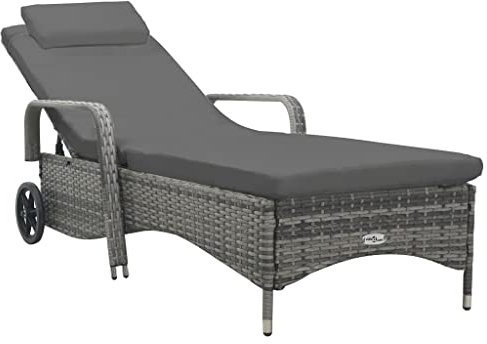 vidaXL Sonnenliege mit Rädern aus Polyrattan anthrazit