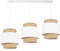 Light-Home Boho Hängelampe - Deckenlampe für Wohnzimmer Schlafzimmer und Esszimmer - Pendelleuchte aus Metall mit Lampenschirm aus Stoff - E27-3-Flammig - Weiß und Jute