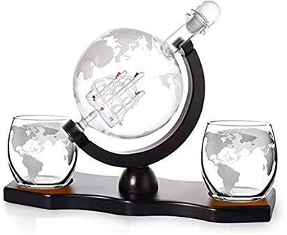 Wine Decanter Whiskey Decanter Sets Glass Globe Decanter Set With Whiskey Glasses Wood Stand Funnel Accessories Home Dining Bar Decoration