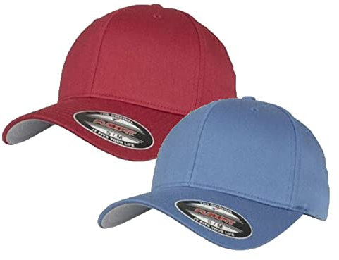 2er Flexfit Unisex Wooly Combed Cap Baseball Caps graue Unterseite S M L XL XXL Basecap Mütze, L/XL, 1x Rose Brown + 1x Slate Blue + 1x HL-Kauf Notizblock