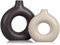 Keramikvase, 2er-Set, modern, beige, zweifarbig, rund, Donut-Keramik-Dekor, Blumenvase, rustikale Vintage-Tischaufsätze für Wohnzimmer, Esszimmer, Küche, Boho, Bauernhaus, Hochzeit, Blumendekoration