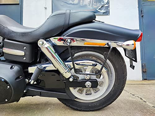 Halterung Satteltasche von Orletanos 1 Stück für die Linke oder rechte Seite passend für Harley Davidson Dyna Fat Bob 1991-2017 HD Modelle Streetbob Fat Bob Wide Glide Stahl pulverbeschichtet Taschen
