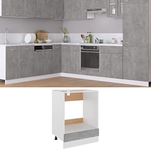 FIRBNUS Meuble de Cuisine Armoire à Four avec Etagère Gris Béton 60x46x81,5 cm Aggloméré Armoire de Rangement Grande Capacité Largement Utilisée dans Restaurants Hôtels Lieu de Travail