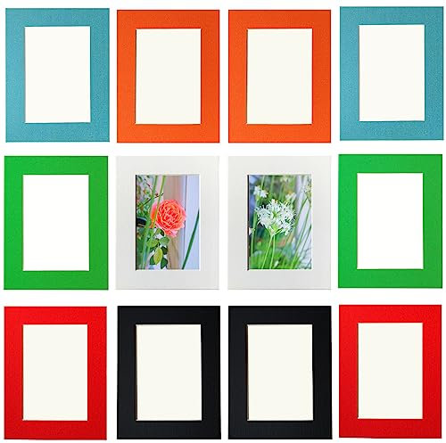 Cadre Photo 10 x 15 cm,Lot de 12 Cadre pour Collage Photos Décoration Mural,Cadres en Carton,Livré Avec un Film Plastique Transparent,Multicolores,Installation Autocollante,Aans Clous Nécessaires