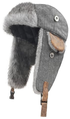 Zylioo XXL Winter Fliegermütze Für Großen Kopf,Trappermütze mit Kunstpelz Ohrenklappen,Wintermütze Russenmütze für Snowboarden Skaten Outdoor