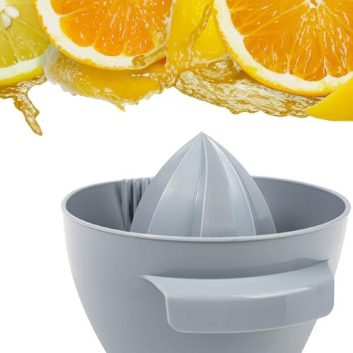 KADAX Exprimidor manual de plástico, exprimidor de frutas, exprimidor de naranja resistente, prensa ovalada para frutas, prensa manual universal, exprimidor de frutas (gris claro)
