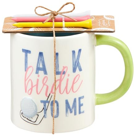 Mud Pie Talk Golf Tee and Mug Set; Mug 13 oz | tee 3 1/4