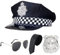 SKHAOVS 4 Pezzi Polizia Costume Accessori, Set di accessori Della Polizia con Cappello di Polizia Distintivo della Polizia Occhiali da Sole, per Halloween Party Dress Up Costume da Capitano