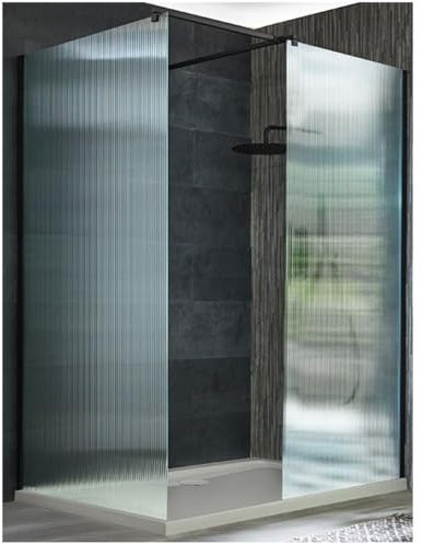 Milano Florence Black Corner Fluted Glass Shower Enclosure White Tray - 1700mm x 700mm