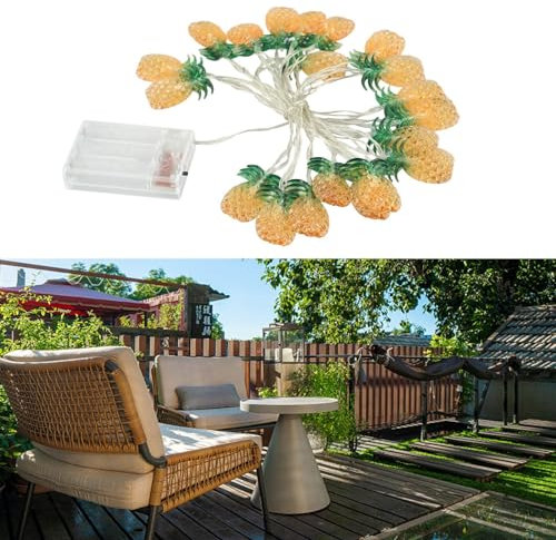 ZYNCUE 20 LED Ananas Lichterkette Warmweiß Batteriebetriebene Lichterkette für Outdoor Indoor Party Geburtstag Festival Weihnachten Dschungel Strand Thema Party Dekorationen