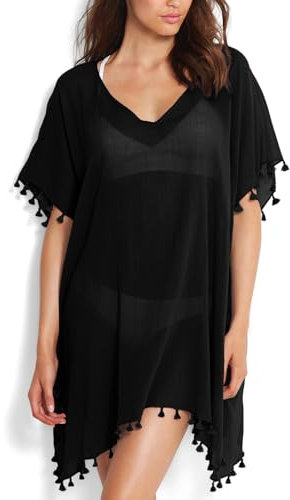 Swimsuit Cover Ups for Women,Beach Dress Bikini Cover Ups for Women Chiffon Swimwear Bikini Swimsuit Beach Cover Ups (Black)