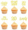 Teselife Tortendeko 20 Geburtstag Frau Mann, 24 Stück Glitzer Gold 20. Geburtstag Cupcake Topper Geburtstagsdeko von 2004 für 20er Geburtstag Party Torten Kuchen Deko