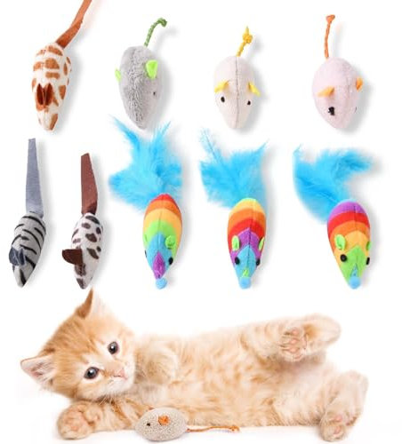 Adiwo Kkatzenspielzeug Maus, 9 Stück Katzenminzen Spielzeug Plüsch Maus mit Katzenminze Plüsch Katzenspielzeug Interaktives Katzenspielzeug Spielzeug für Katzen und Kätzchen Spielzeug Mäuse