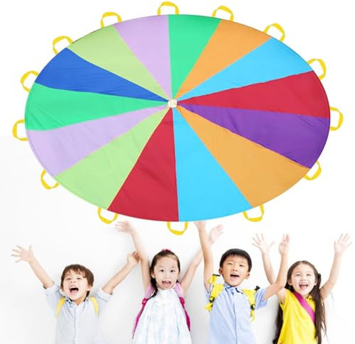 Schwungtuch Kinder | Regenbogen Schwungtuch Groß | Fallschirm Bunt Mit Griffen Für Kinder | Fallschirm Spielzeug Für Schule Familie Outdoor Pädagogisches Sportspiele Kooperative
