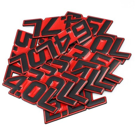AQXYWQLL Pegatinas 3D for Coche, Logo de Metal L, Estilo de Coche, Insignia de Metal, Emblema, calcomanía Trasera for Motocicleta(Color:Red Sticker,Size:3.0L)