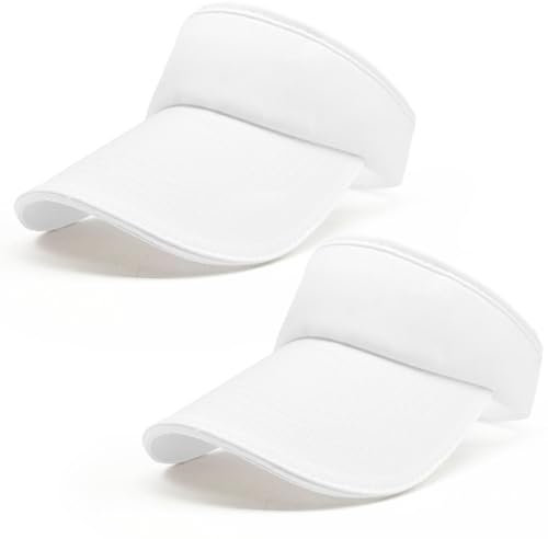FUIPVGI 2 Pièces Visiere Casquette Anti UV Femmes, Casquette à Visière Sweatband Réglable Hat, Beach Visiere, Visières de Soleil Anti-Soleil pour Tennis Running Baseball Golf Cyclisme Unisexe (Blanc)