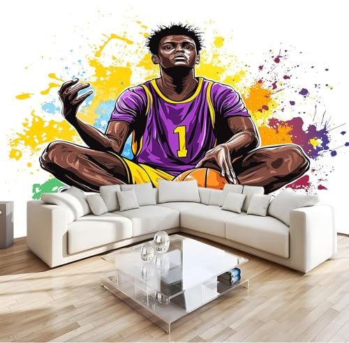 Fototapete Jugendliche Basketball Trikot 3D Effekt Vlies Tapeten Wandgemälde 250 x 175 cm Moderne Wanddeko Design Wandtapete Weiß Wohnzimmer Schlafzimmer Büro Flur Wandgemälde