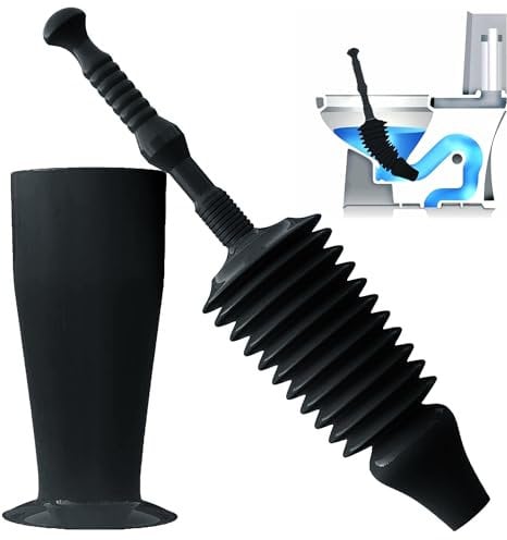Luigi's World's Best Plunger - Unclogger Tools for Unblocking Toilet - Heavy Duty Plungers with Unique Unblocker Design - Remover Tool to Unblock Toilet Blockage - Black