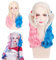 AUNGCSHE Harley Quinn Mädchen Wig, Rosa und Blau Mit Zwei Pferdeschwänzen, Kinder Selbstmord Squad, Harley Quinn Cosplay Wig für Mädchen Halloween Karneval Kostüm Party