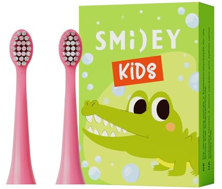 SMILEY 2 x Ersatzbürsten für Elektrische Schall Zahnbürste Smiley Kids | Bürstenköpfe für Kinderzahnbürste Elektrisch | Zahnbürsten Aufsätze Ersatzbürste Kids | Zubehör Zahnbürstenkopf