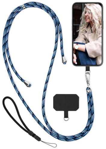 moex Unleash für Realme C67 (4G) – Handykette mit Karabiner, Umhängeband schnell abnehmbar – Smartphone Necklace mit Pad für Hüllen, Kette zum Umhängen in Blau