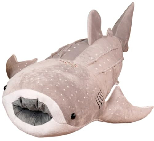 Riesiges Blauwal Stofftie-Plüschkissen, gefülltes Wal-Plüschtier, zum Spielen und Kuscheln Baby-Geschenk für Mädchen und Jungen (55 cm,grau)