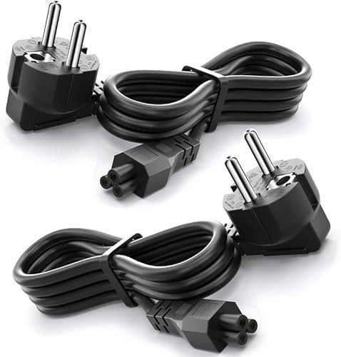 Varbmt 3-poliges IEC C5 Netzkabel (2 Stück 4.9Fuß) für Notebook Samsung HP Dell Lenovo Insignia Sony Netzteil Notebook Computer Laptop Ladegerät Dreipoliger Stecker Stromkabel LadeKabel
